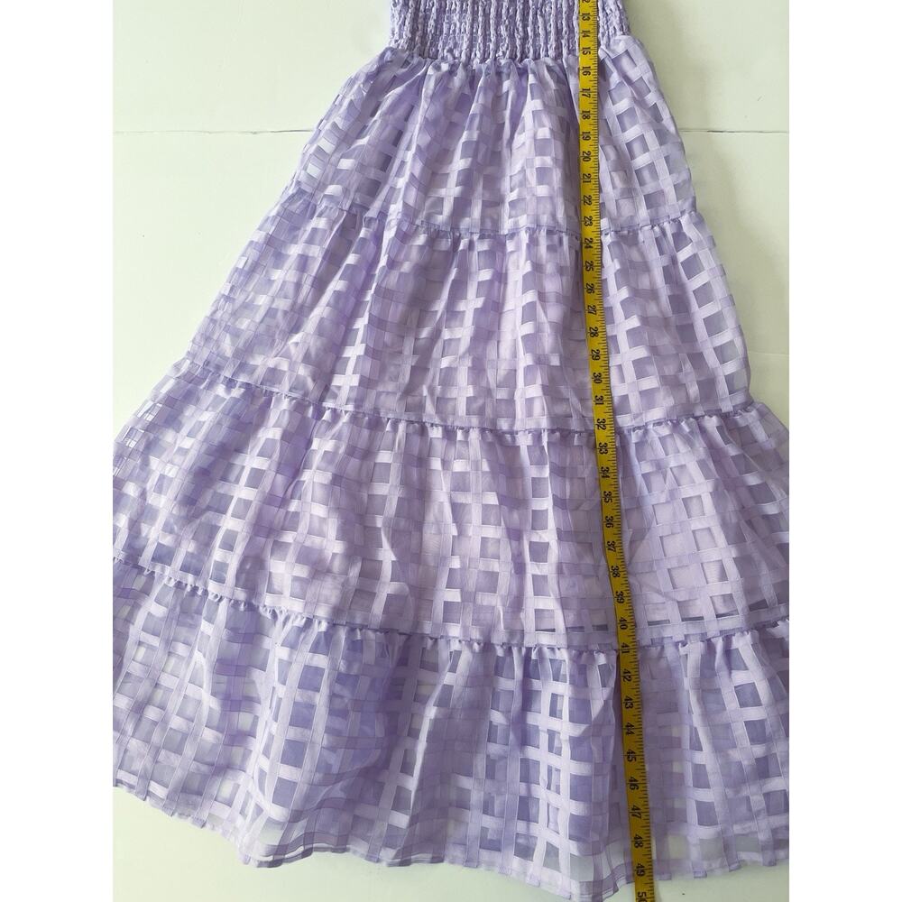 Pretty Garden Midy Dress S Light Purple Short Puff Sleeves Smocked Fairy - Picture 9 of 12